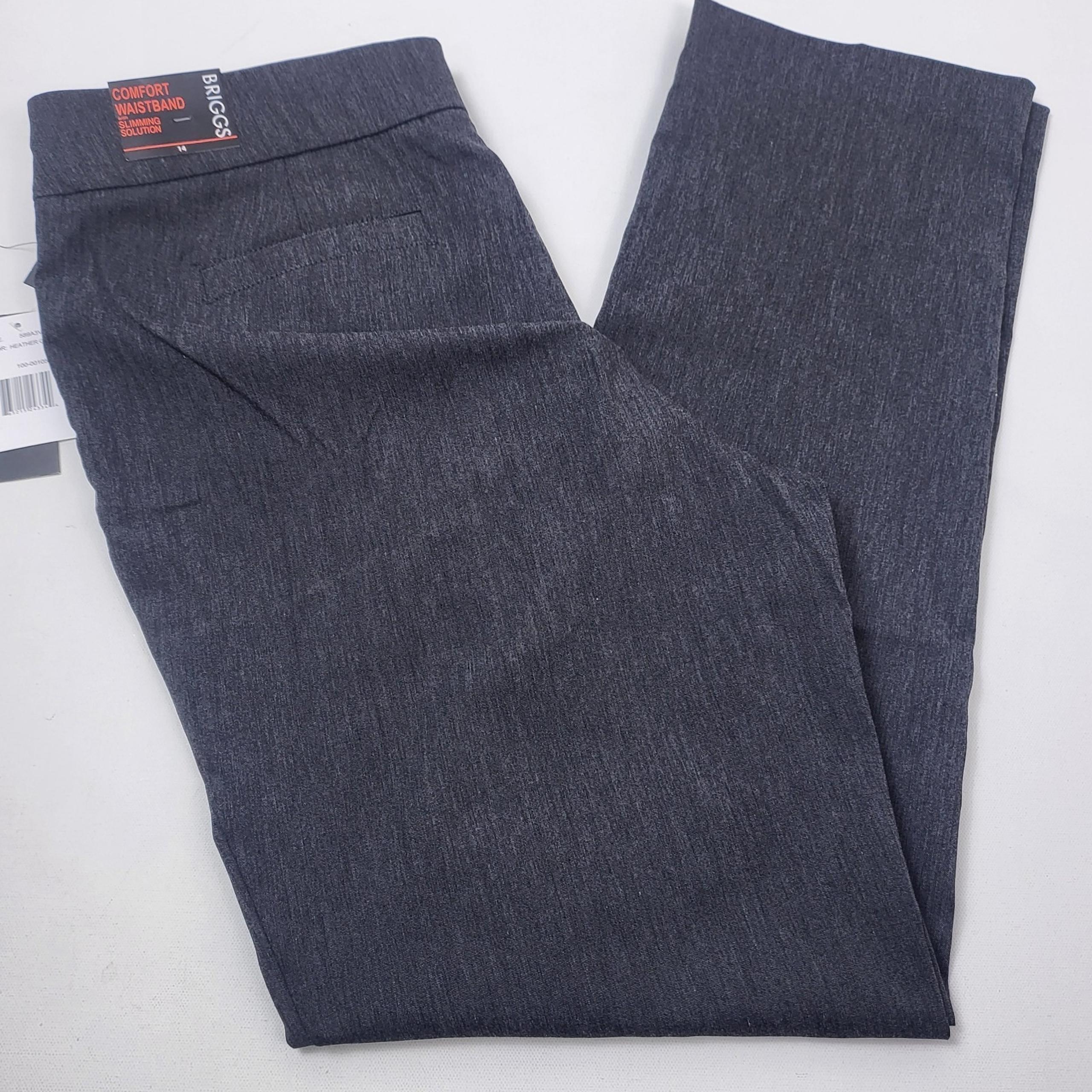 Briggs Womens Pull-On Slimming Solution Comfort Waistband Pants Size 14 Gray New