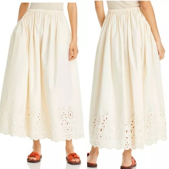 NWT Rhode | Audrey Embroidered Eyelet Maxi Skirt