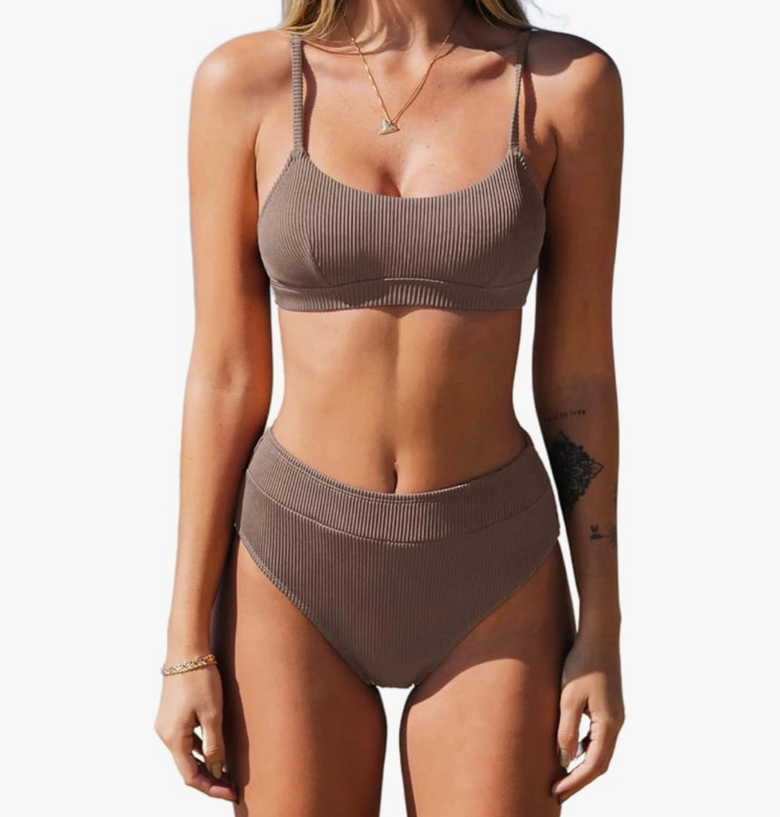 CUPSHE Chocolate Brown High Waisted Bikini Women’s Medium NWOT
