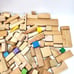 Lot Of 135 pieces Natural Wood Vintage Wooden Building Blocks & Shapes Kids Toys