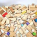 Lot Of 135 pieces Natural Wood Vintage Wooden Building Blocks & Shapes Kids Toys