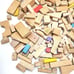 Lot Of 135 pieces Natural Wood Vintage Wooden Building Blocks & Shapes Kids Toys