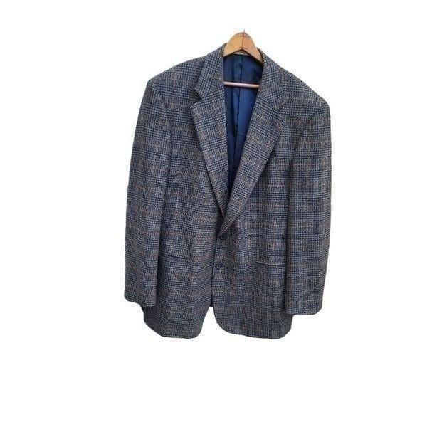 Vintage Oleg Cassini Houndstooth Check Blazer Wool Cashmere Men's 46L