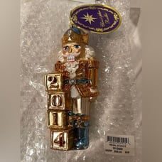 Nutcracker Ornament Regal Stance 2014 Mouth-Blown Glass Christmas Ornament.