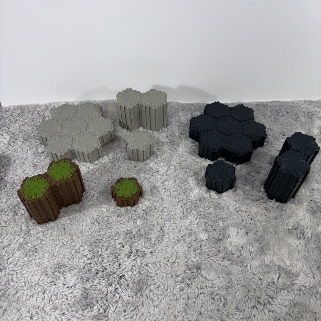 HeroScape Marvel Conflict Begins Hex Tile Concrete Asphalt Grass Complete Set