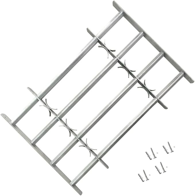 vidaXL Security Grille - Adjustable, Galvanized, 27.6 -41.3