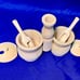 Romanian Folk Art Wood Condiment Spice Holder Salt Pepper Shaker Cooking Kitchen