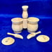 Romanian Folk Art Wood Condiment Spice Holder Salt Pepper Shaker Cooking Kitchen
