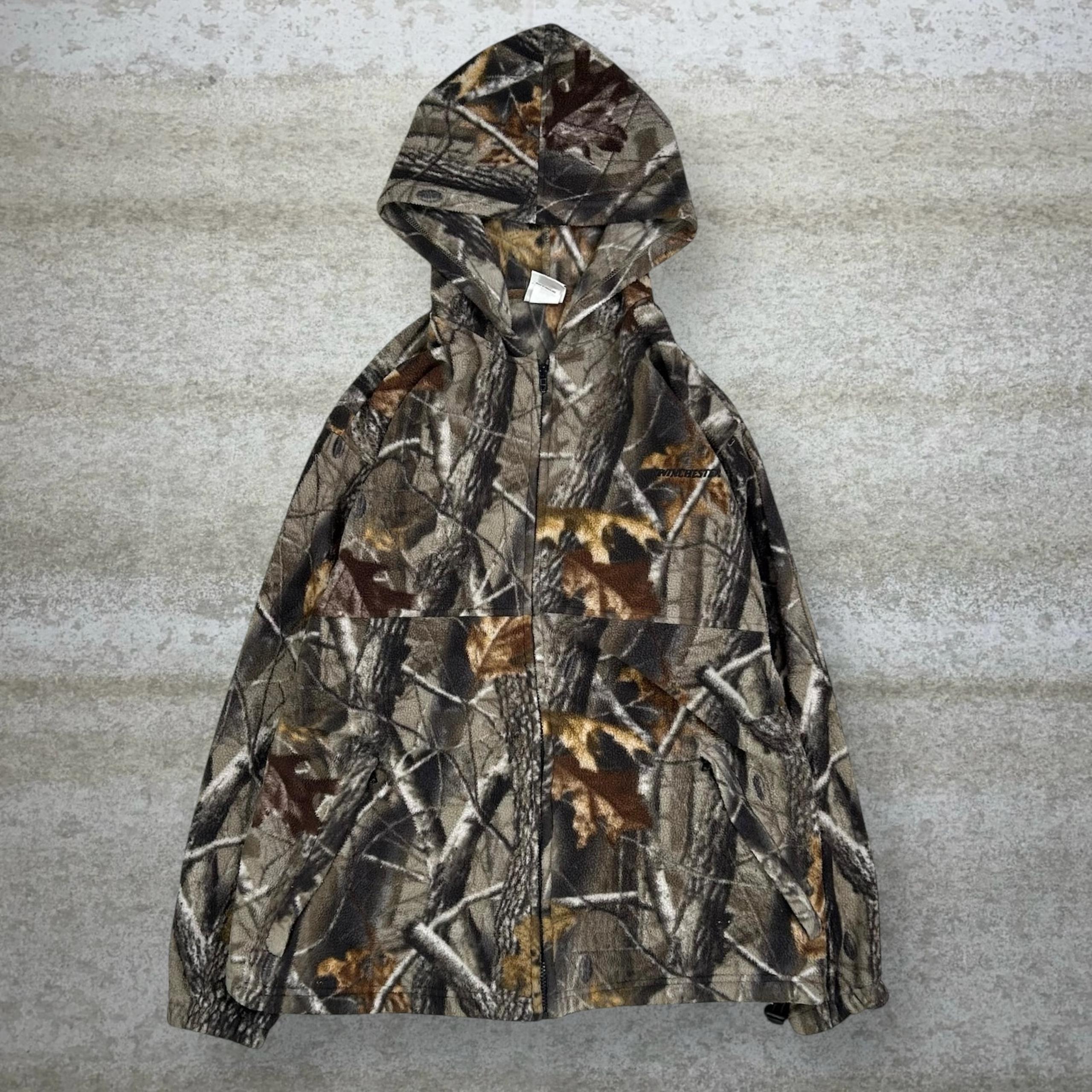 Vintage Realtree Hunting Camo Jacket Fleece Full Zip Hoodie Winchester 90s