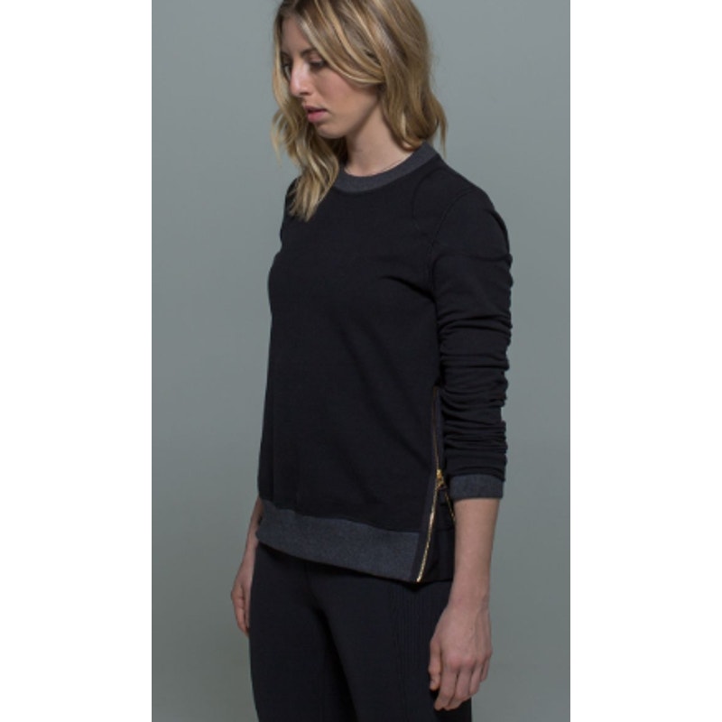 Lululemon Future Varsity Pullover Sweatshirt Women's 4-6 Black Zip Sides