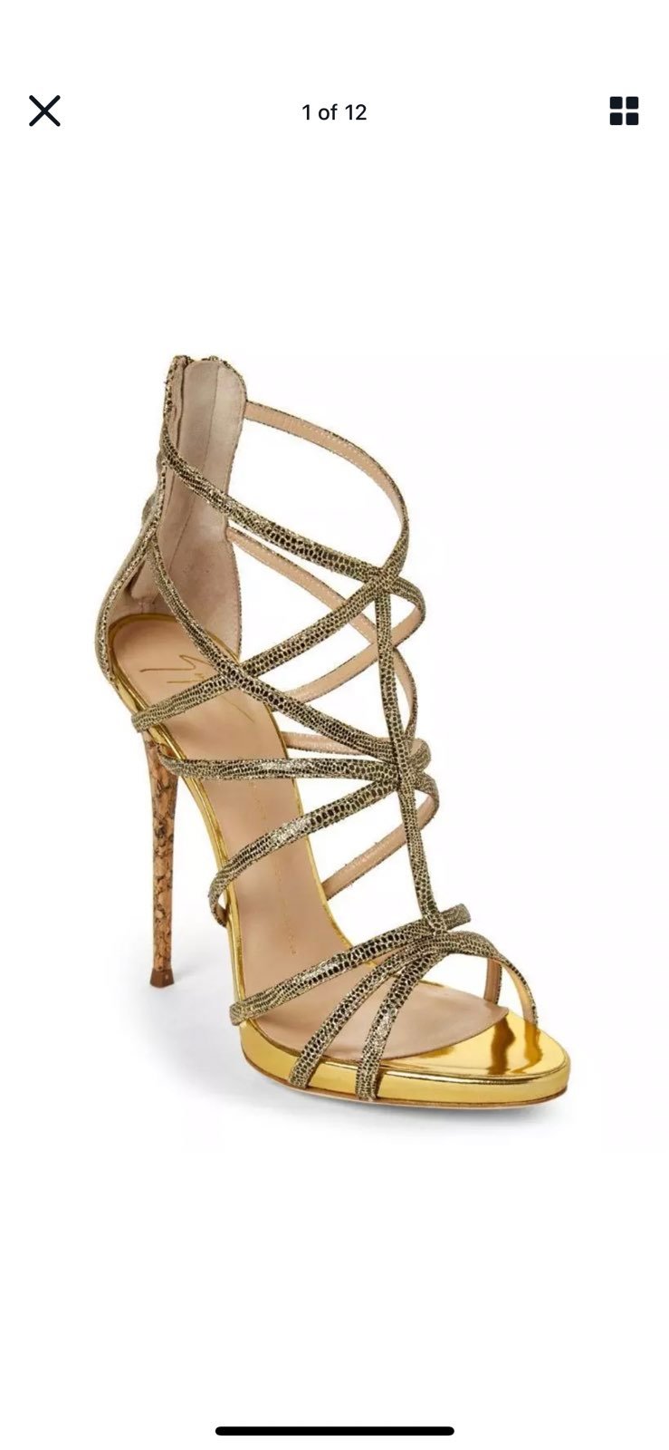 Giuseppe Zanotti Gold Cage Sandals Gold