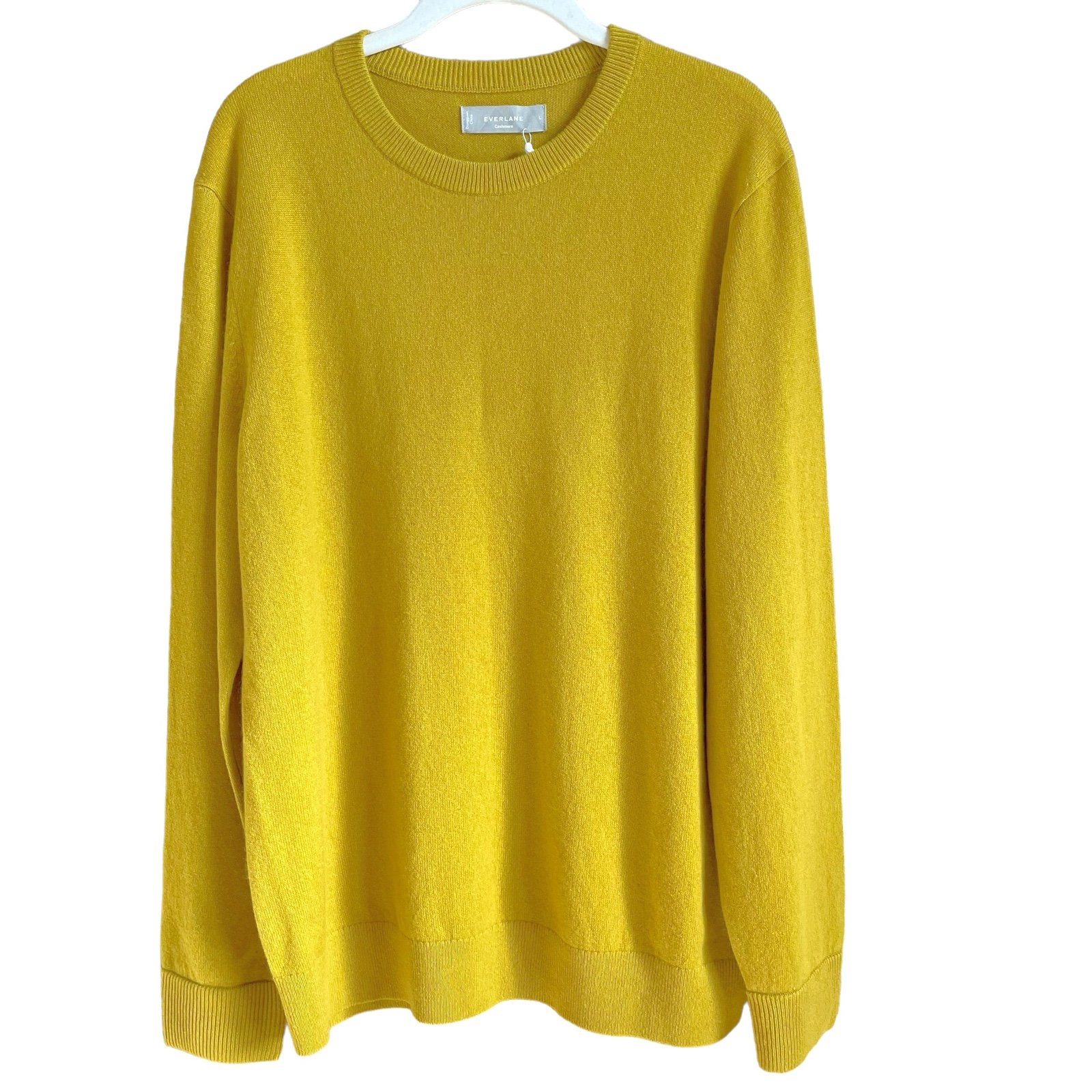 Everlane The Grade A Cashmere Crew Neck Sweater Golden Palm Size Large Luxury