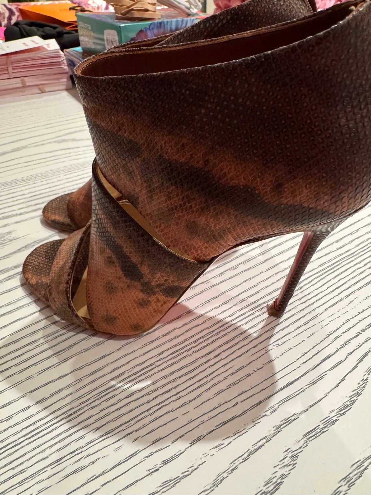 Christian Louboutin Christian Louboutin Brown Karung Leather sz 36.5