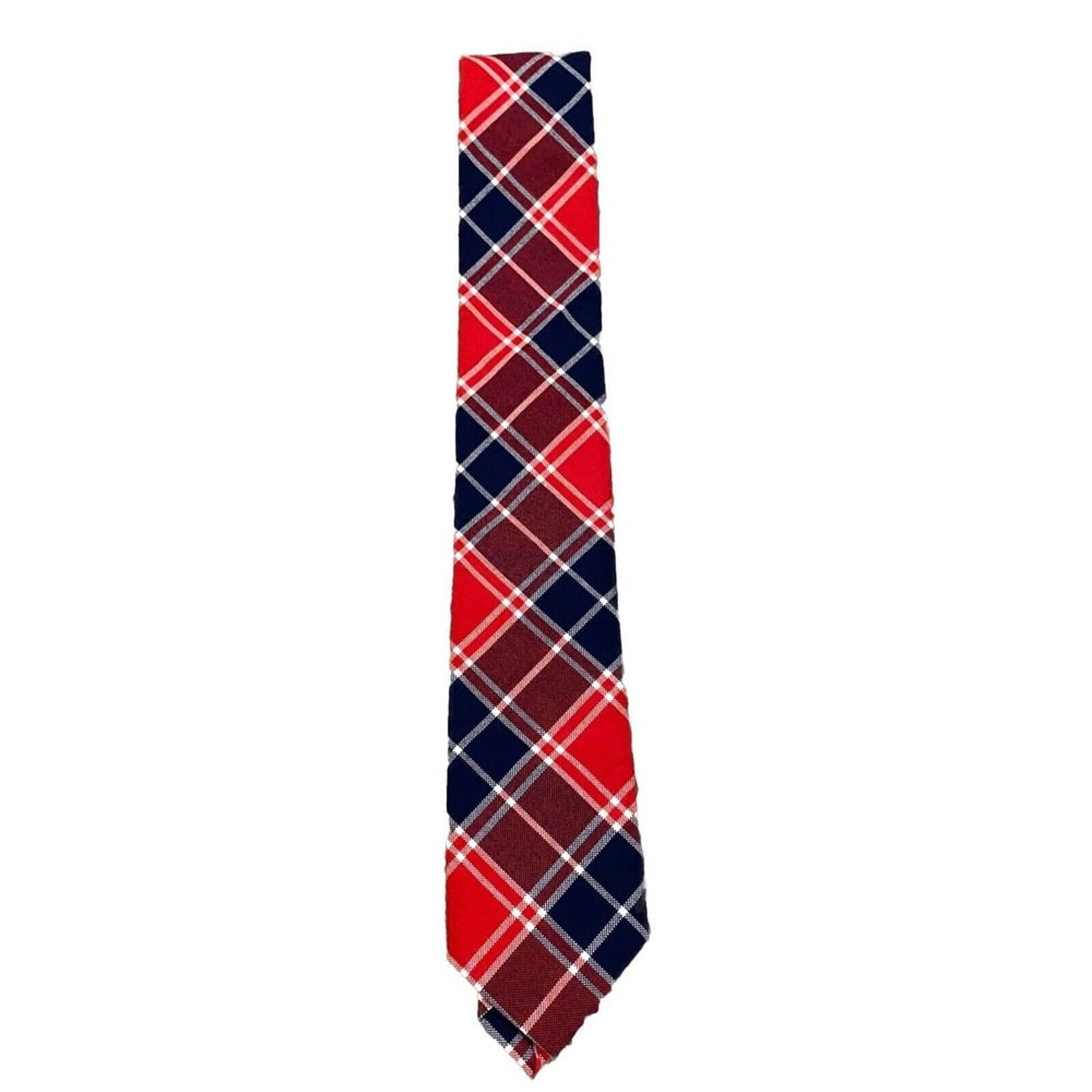 J. CREW Plaid Red Blue Lumberjack Hipster Men's Cotton Skinny Neck Tie