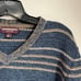 Johnston & Murphy Blue Lambswool Blend Striped V Neck Sweater Size Large