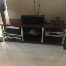 Media console cherry walnut wood