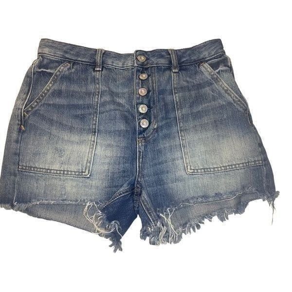 We the Free button up high rise distressed hem shorts size 29