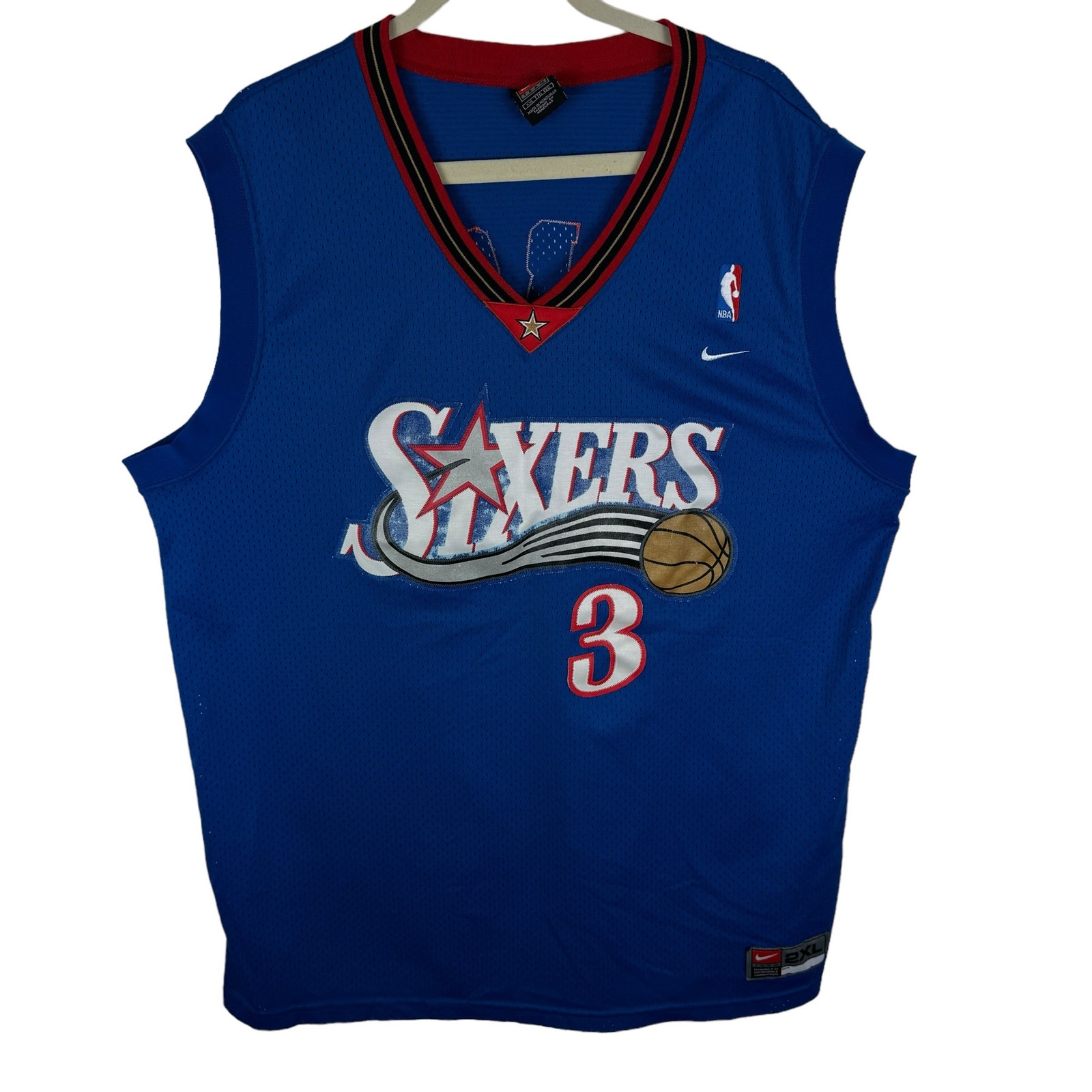 Nike Vintage NBA Philadelphia Sixers Allen 3 Iverson Mesh Sleeveless Jersey XXL