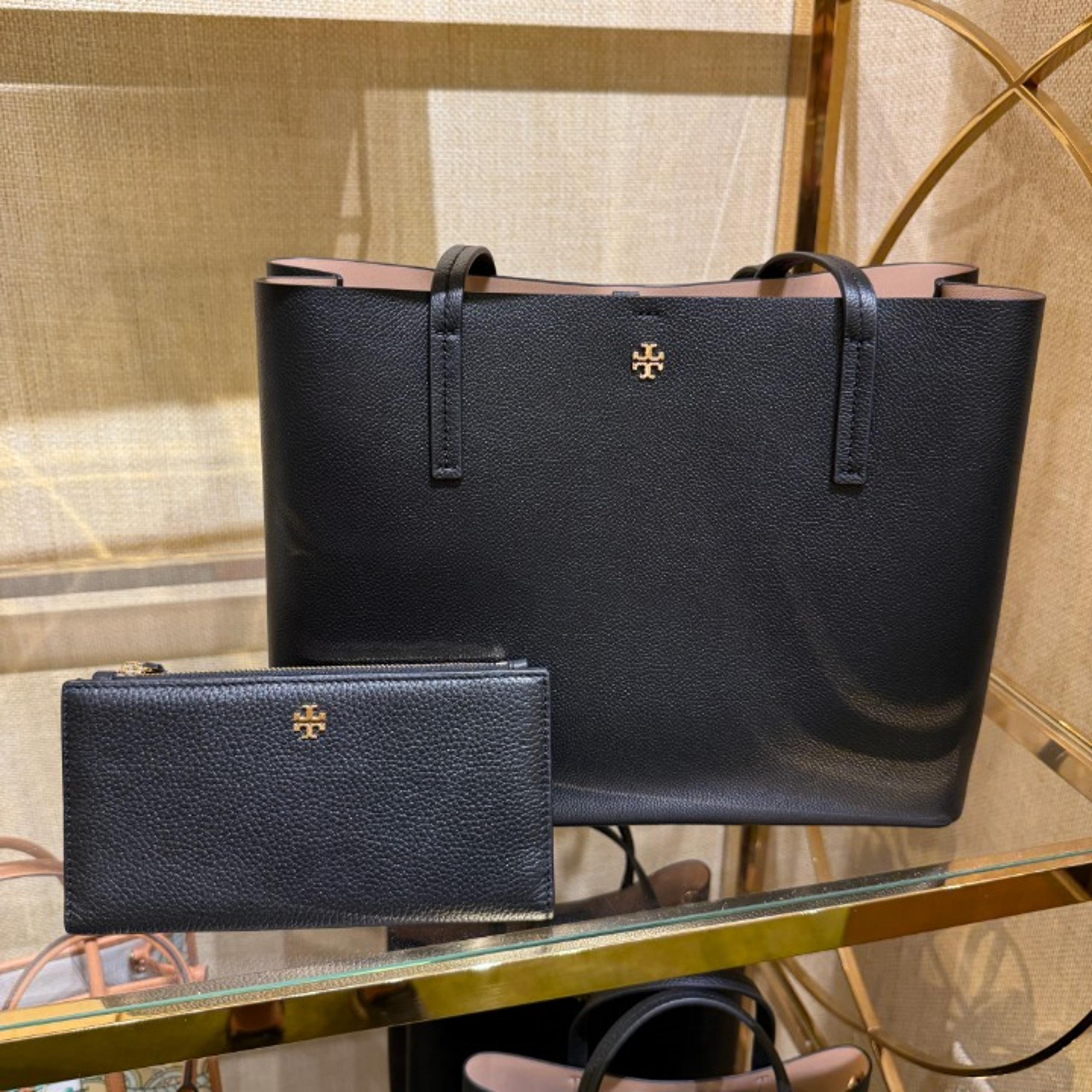 Tory Burch Blake Center Zip Tote 170471 & Blake Slim Wallet 139540 Black