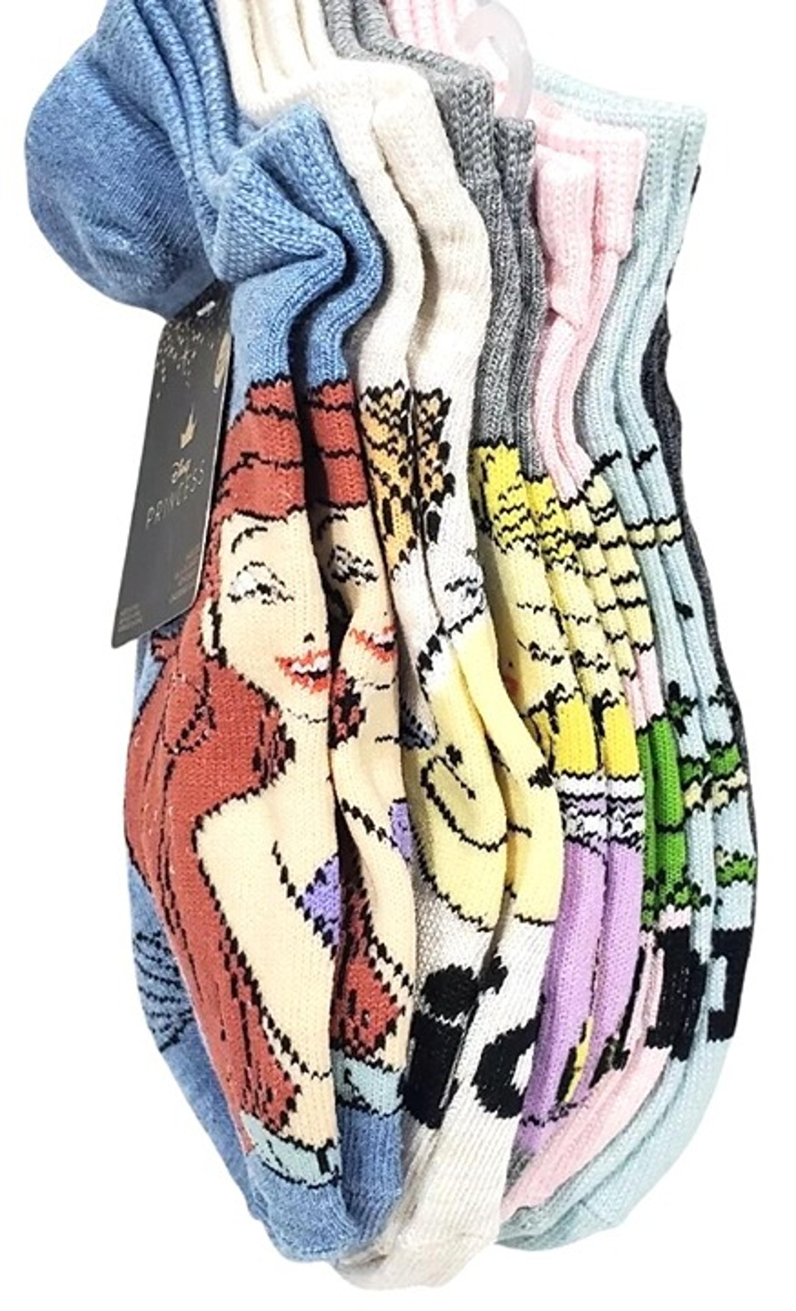Womens Disney Princess Low Cut Ankle Socks 6 Pairs Ages 4-10 Colorful Designs
