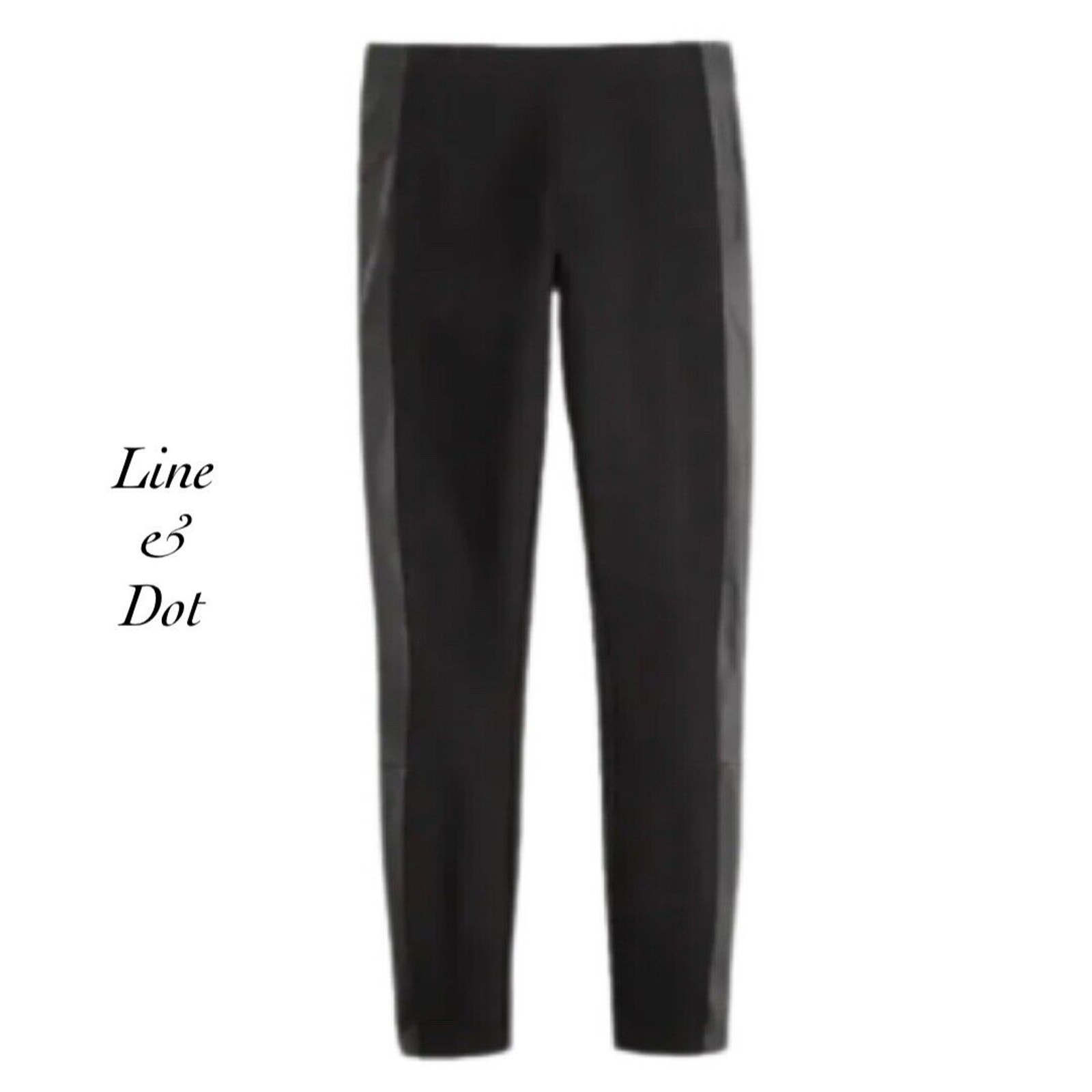 Line & Dot Revolve Black Sheepskin Side Stripe Sleek Pants NWT Size M