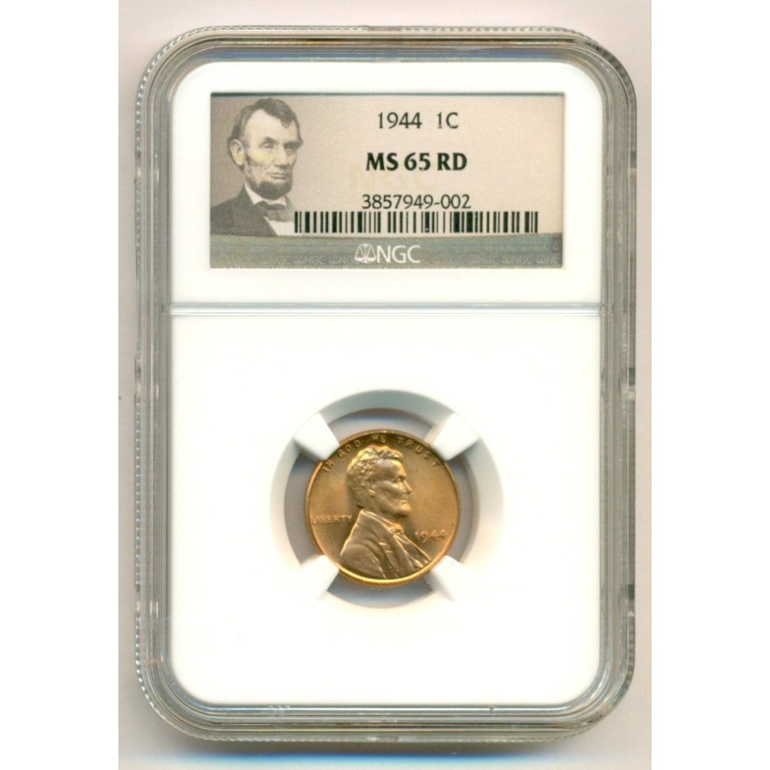 1944 Lincoln Wheat Cent MS65 RED NGC Portrait Label