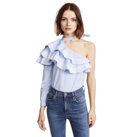 Veronica Beard Isla Ruffle Blouse 6