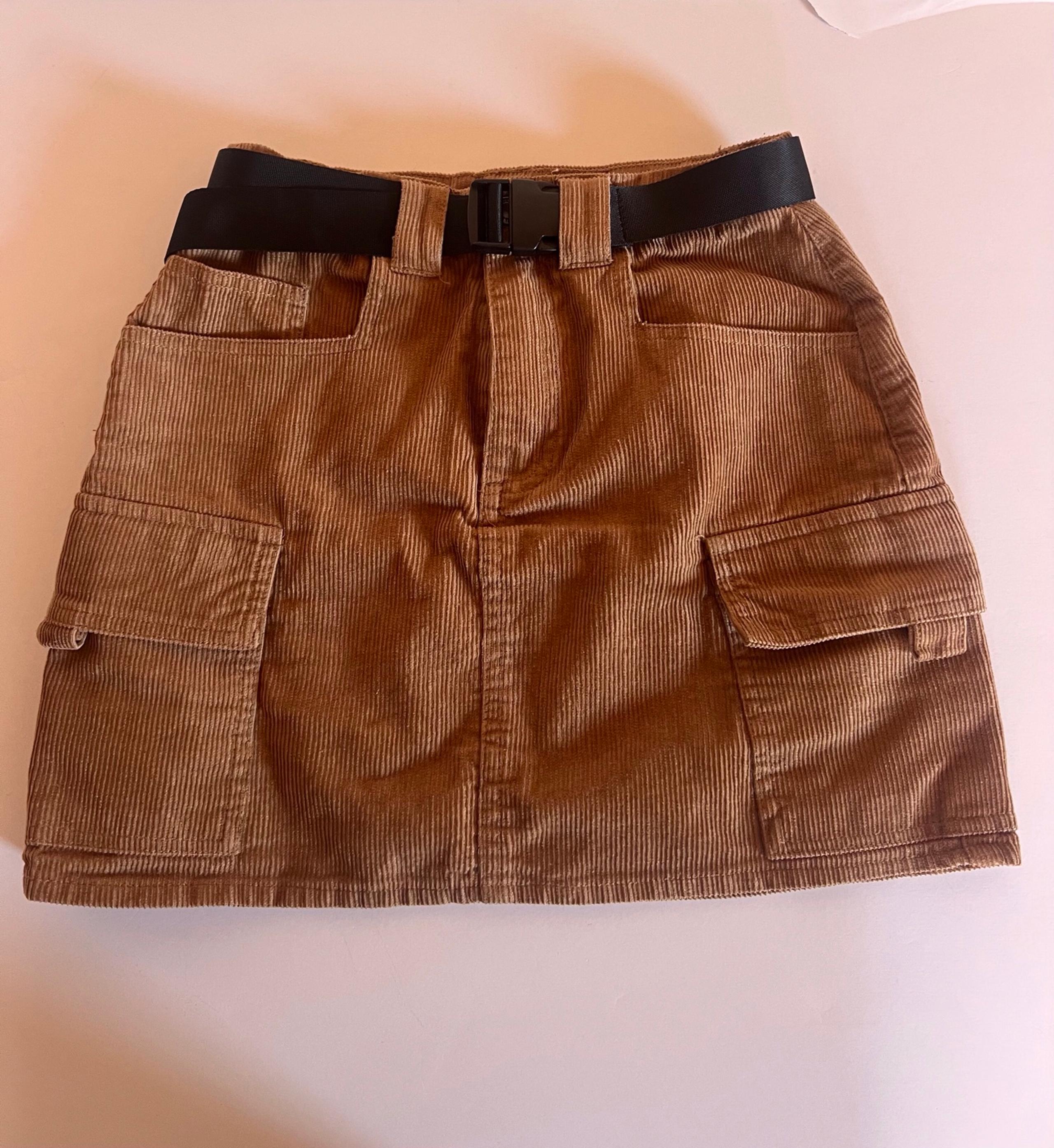 ANGEL KISS Corduroy Belted Mini Skirt Brown Women’s Size XS