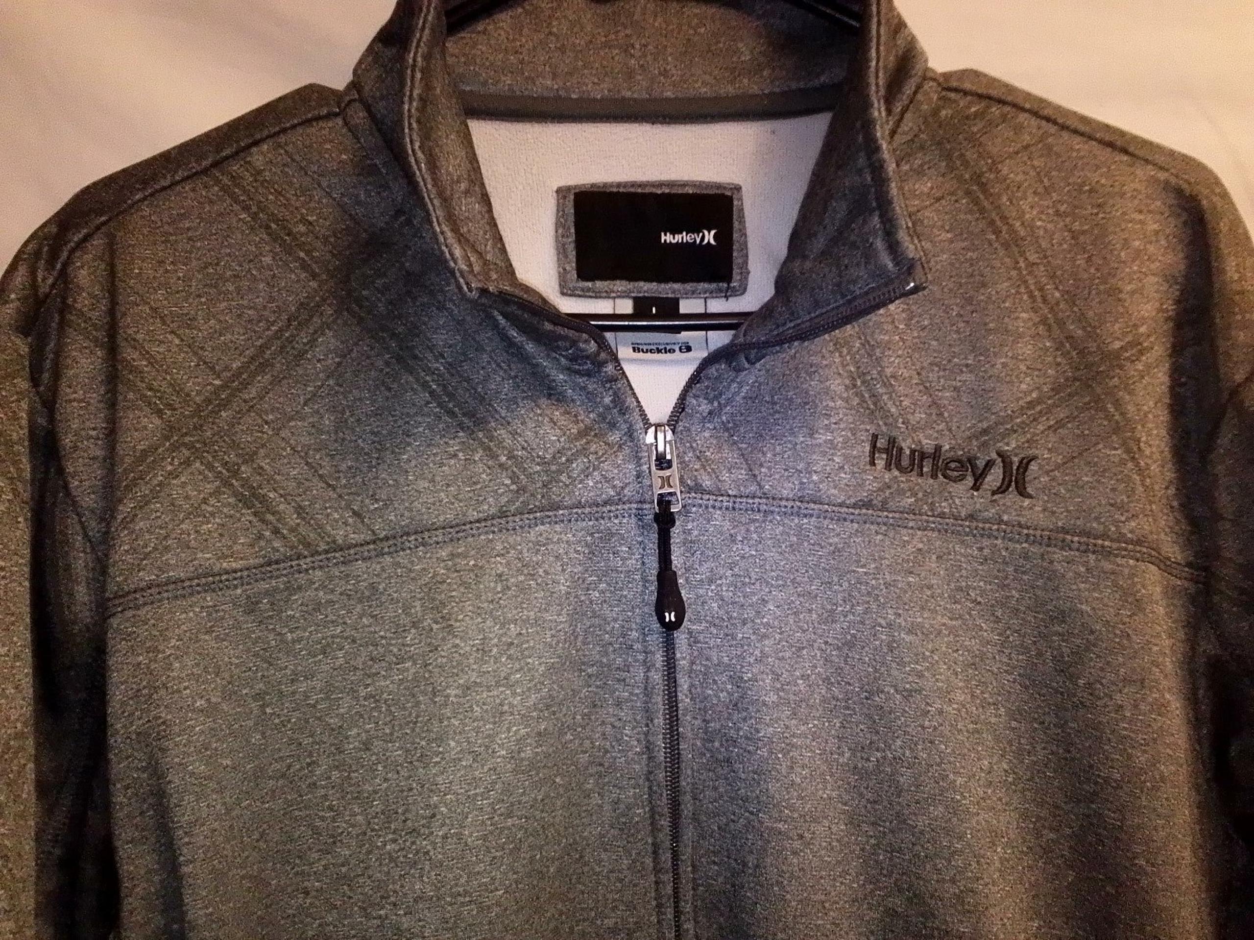 Hurley Embroidered Full~Zip Athletic Sweatshirt Mens Large Nike Therma~Fit Tech.