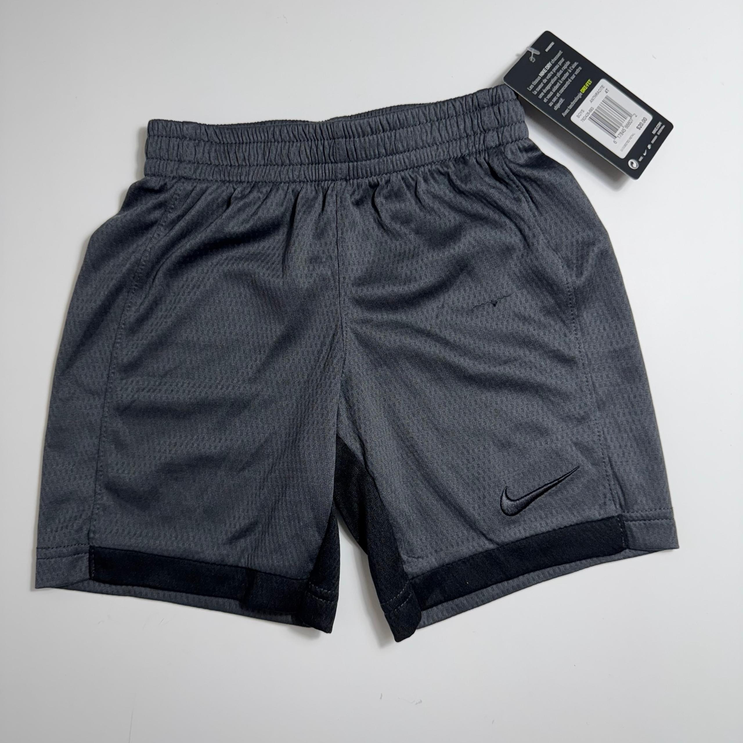 Nike Boys Dri-Fit Basketball Shorts Anthracite Grey & Black Sz 4T
