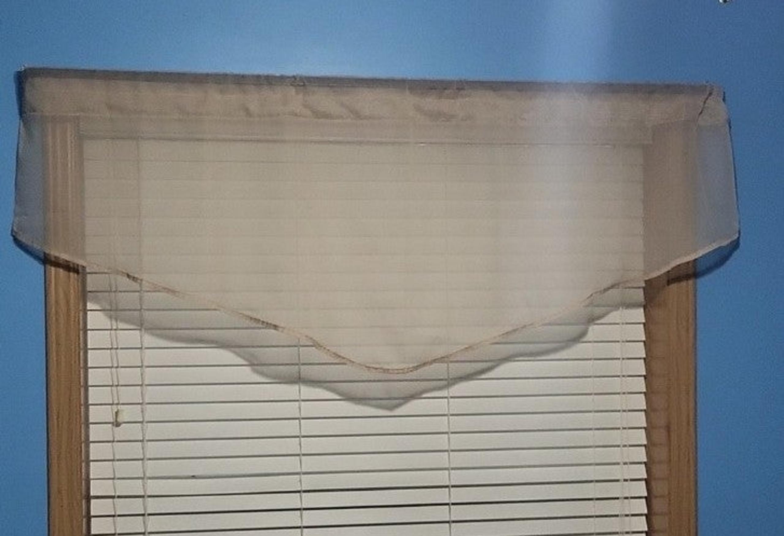 3 jcpenney Home sheer valances curtains lisette valance tan beige mesh set