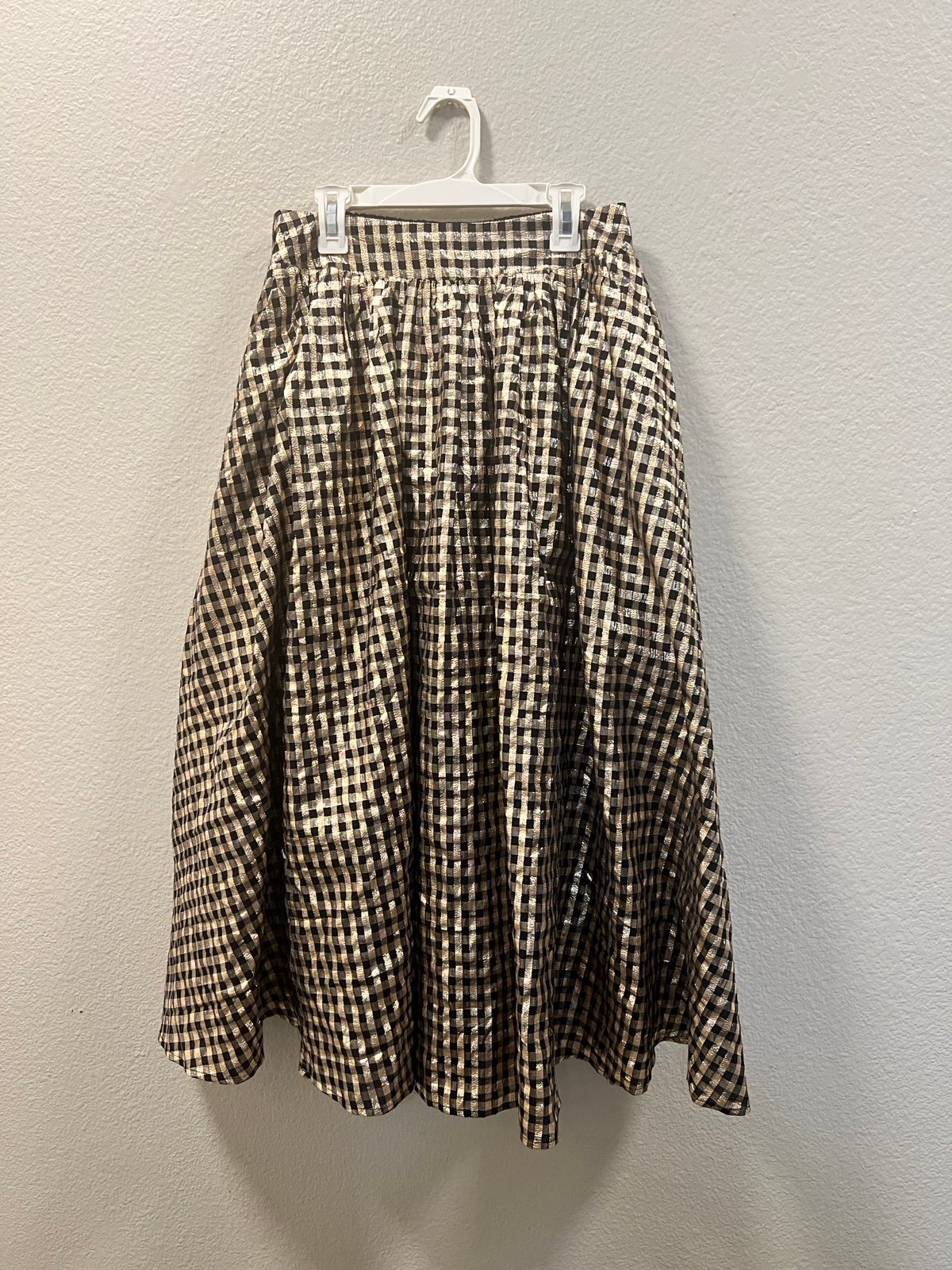 Maeve Checkered Maxi Skirt in Gold and Black Size XSP