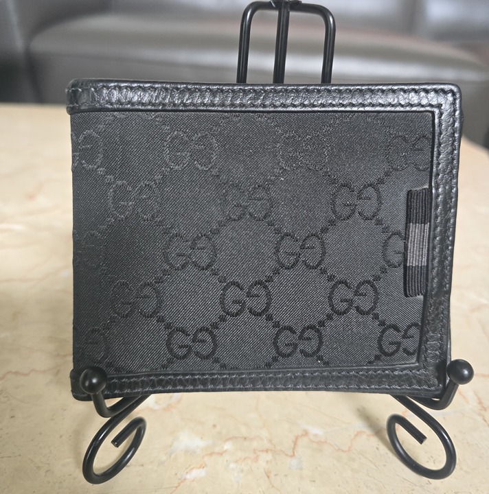 Gucci Canvas Black Men's Web Tab GG Guccissima Monogram Bifold Wallet 260987 NWT