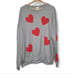 Fantastic Fawn Red Hearts Printed Sweatshirt Comfy Oversized Top US Size M