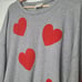 Fantastic Fawn Red Hearts Printed Sweatshirt Comfy Oversized Top US Size M