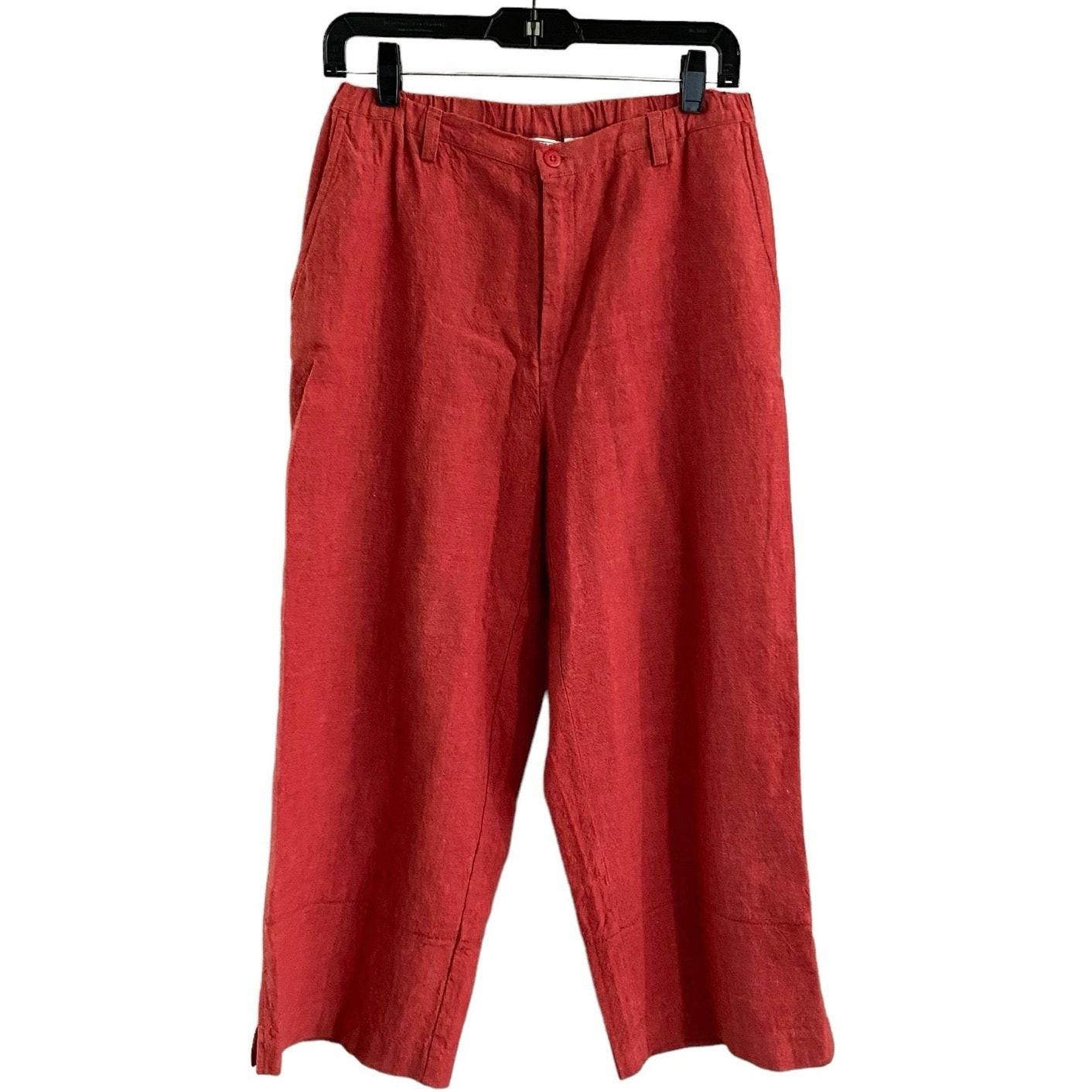 Field Gear 8 Linen Blend Wide Leg Crop Pants Orange Red Terracotta High Rise