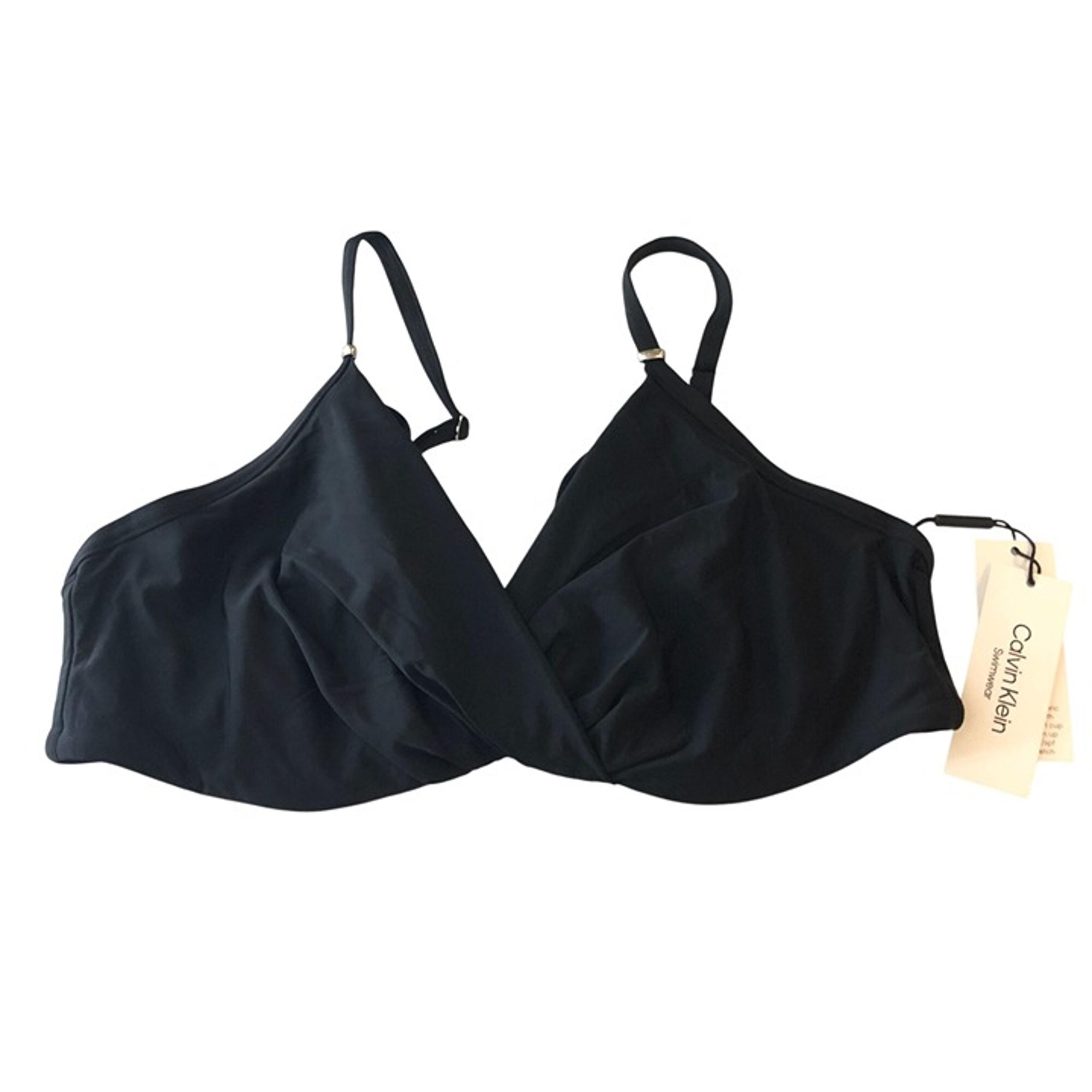 Calvin Klein Bikini Top Pleated Underwire Adjustable Straps Black XL