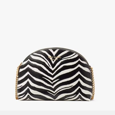 Kate Spade Morgan Zebra Embossed Double Zip Dome Crossbody - Black Multi