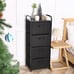 4 Drawer Fabric Dresser Tall Storage Tower, Dresser Chest with Wood Top
