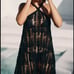 Anthropologie Plus Crochet Swim Cover Up Dress Halter Beach Black Size 2X NWT