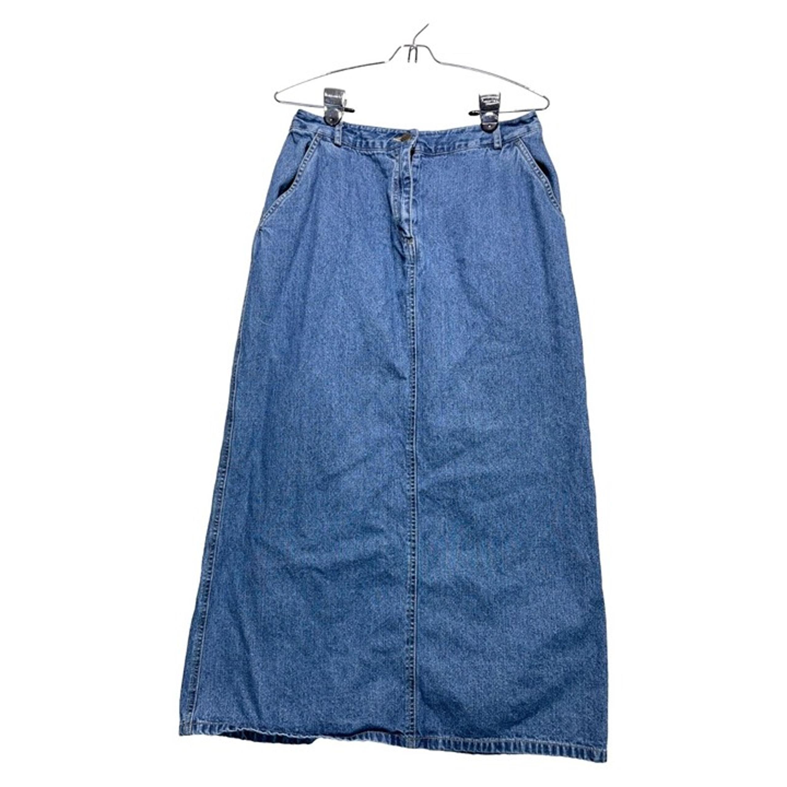 Vintage Basic L.L.Bean Full Length Jean Skirt Women's Size 10 Blue Denim Pockets