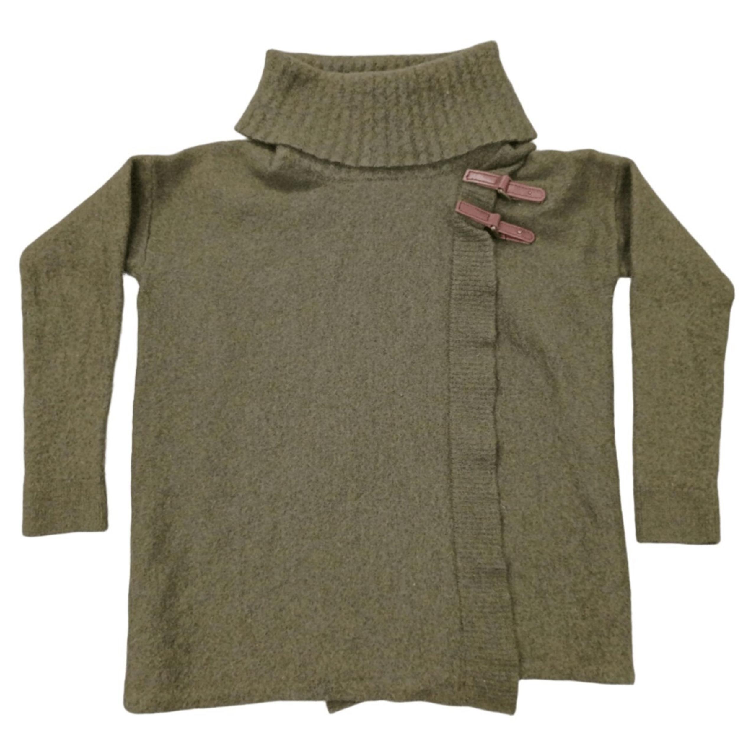 Ellen Tracy Women's Size Small 100% Extra Fine Merino Wool Sweater Cowl Buckles