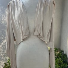 Vintage 70s disco shrug bolero jacket jersey stretch champagne color Sz M