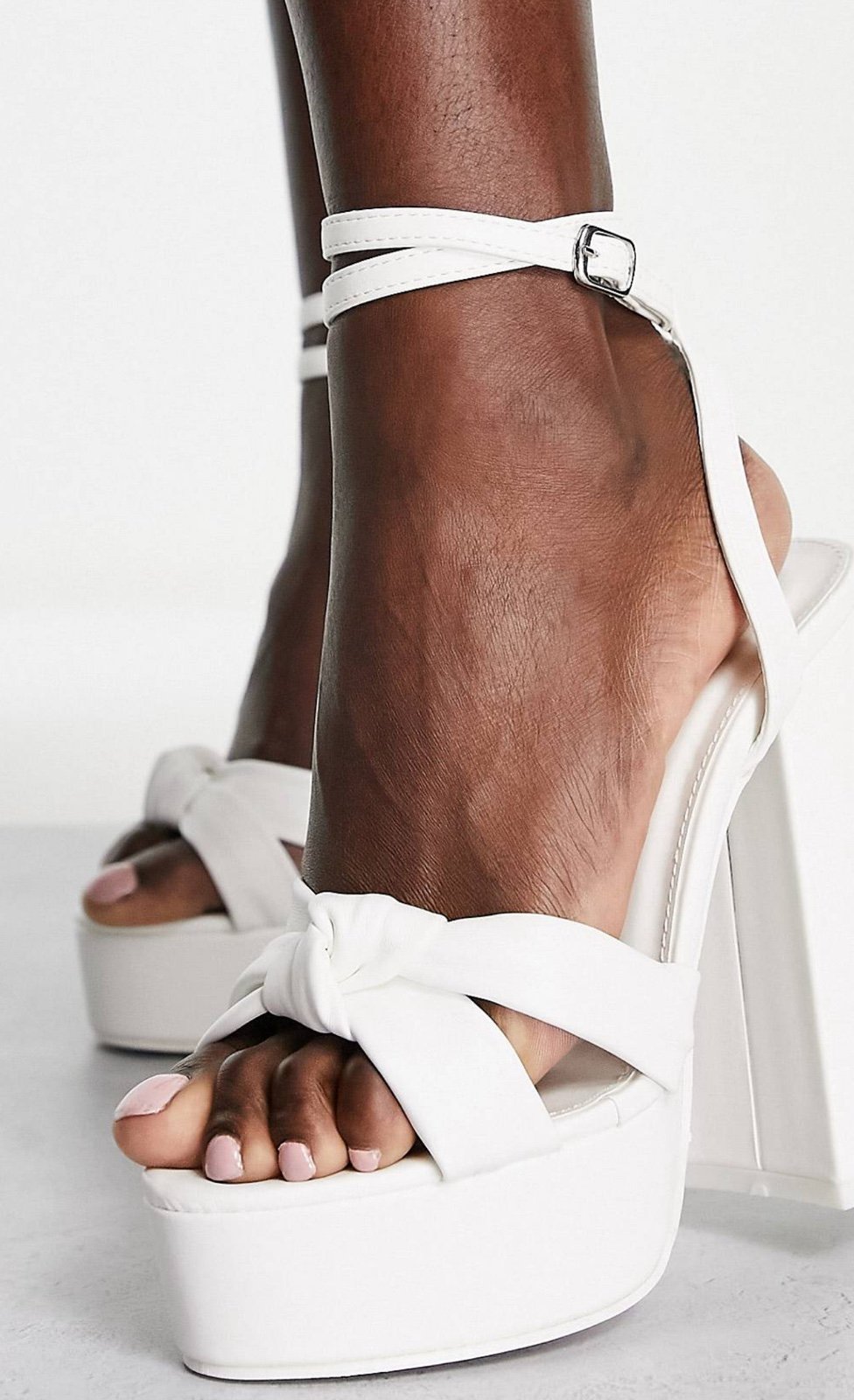 Public desire Verona platform heeled sandals in white