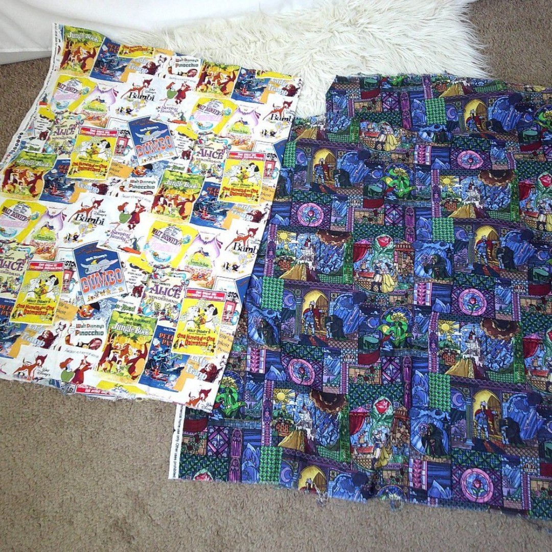 Disney Fabric Love Story and Beauty and Beast Lot of 2
