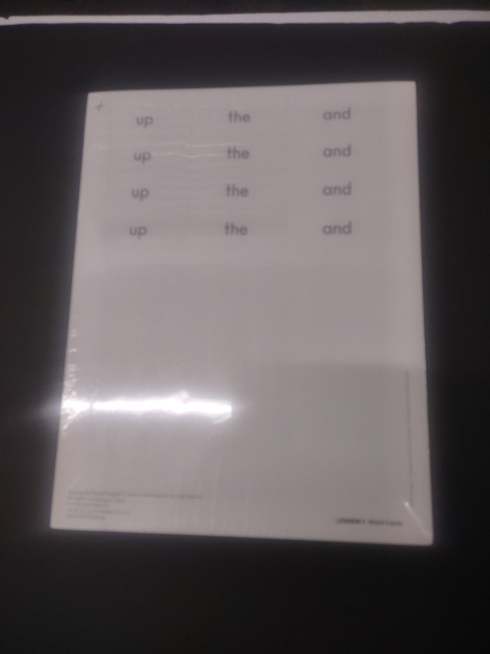 Fountas & Pinnell Lesson 1 word cards - SEALED NEW