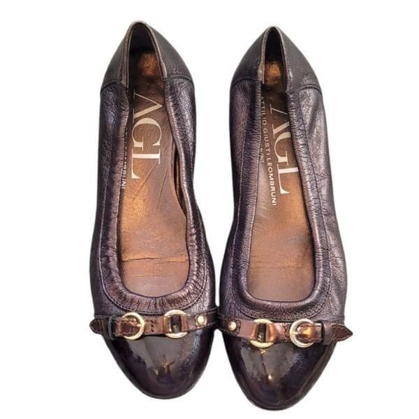 AGL Brown Metallic Formal Ballet Flats Size 6.5