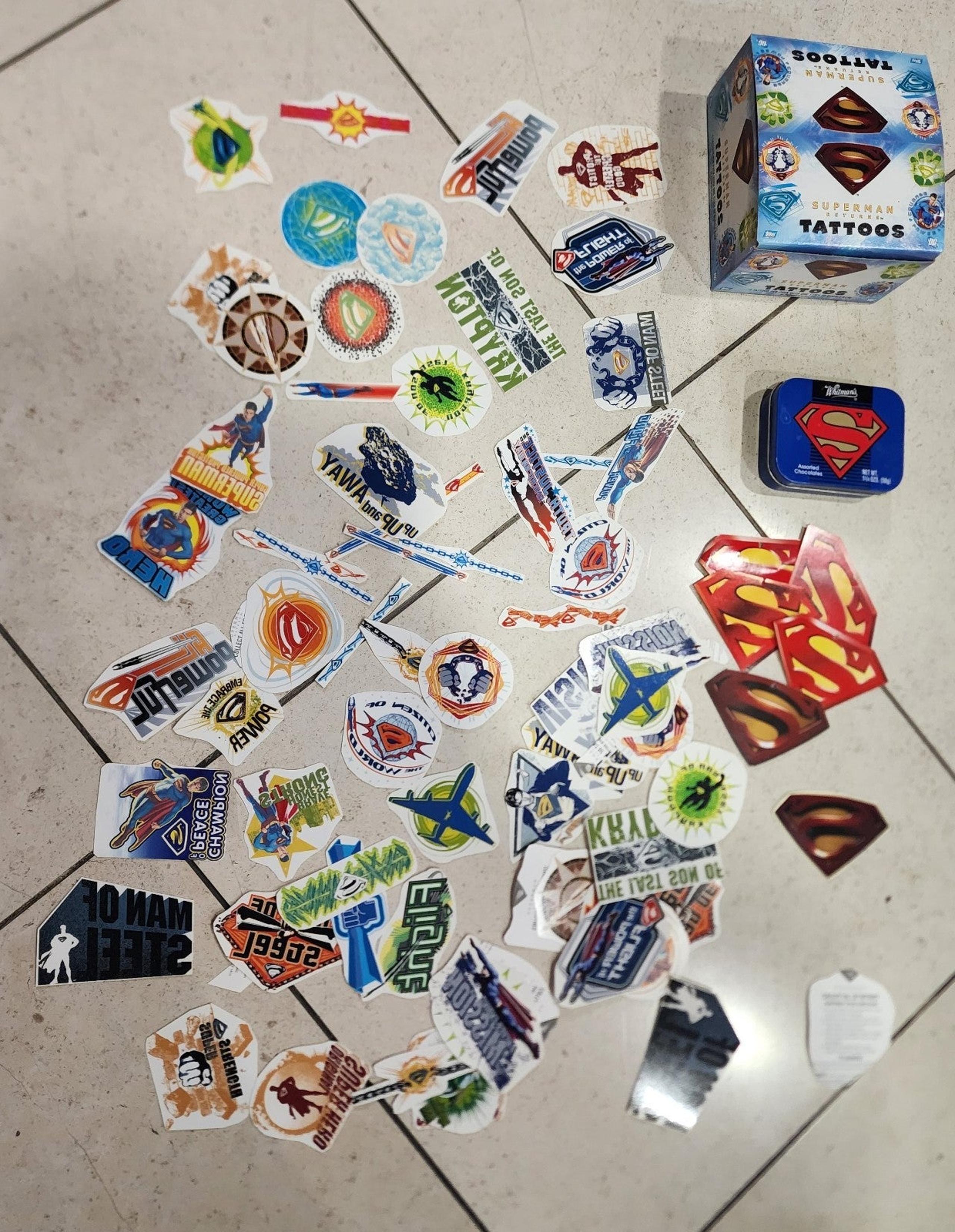 DC Comics Justice League Superman Temporary Sticker Tattoos Lot of 40+ From 2006