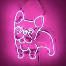 Cute Bright Vivid Pink French Bulldog LED Night Light Room Wall Decoration