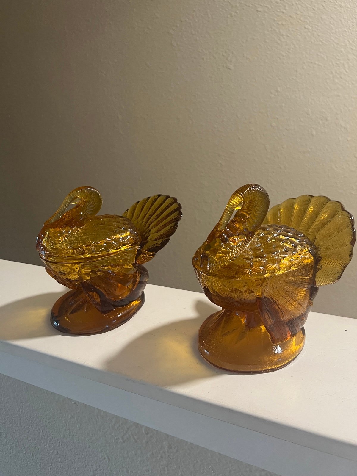 L. E. Smith Glass Turkey Dish Vintage with Lid Set Of Two Thanksgiving Holiday